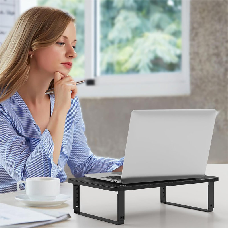 Monitor Stand Riser Height Adjustable Laptop Stand Computer Monitor Stand for Monitor Computer Laptop Printer Black Inbox Zero